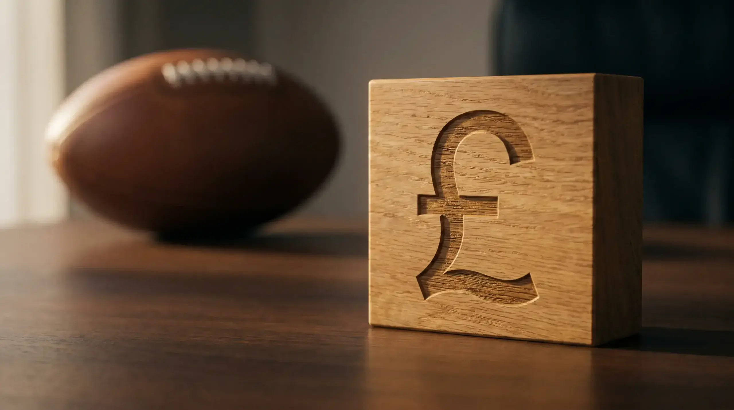 Stylised pound sterling symbol carved into wood representing disciplined bankroll management for betting