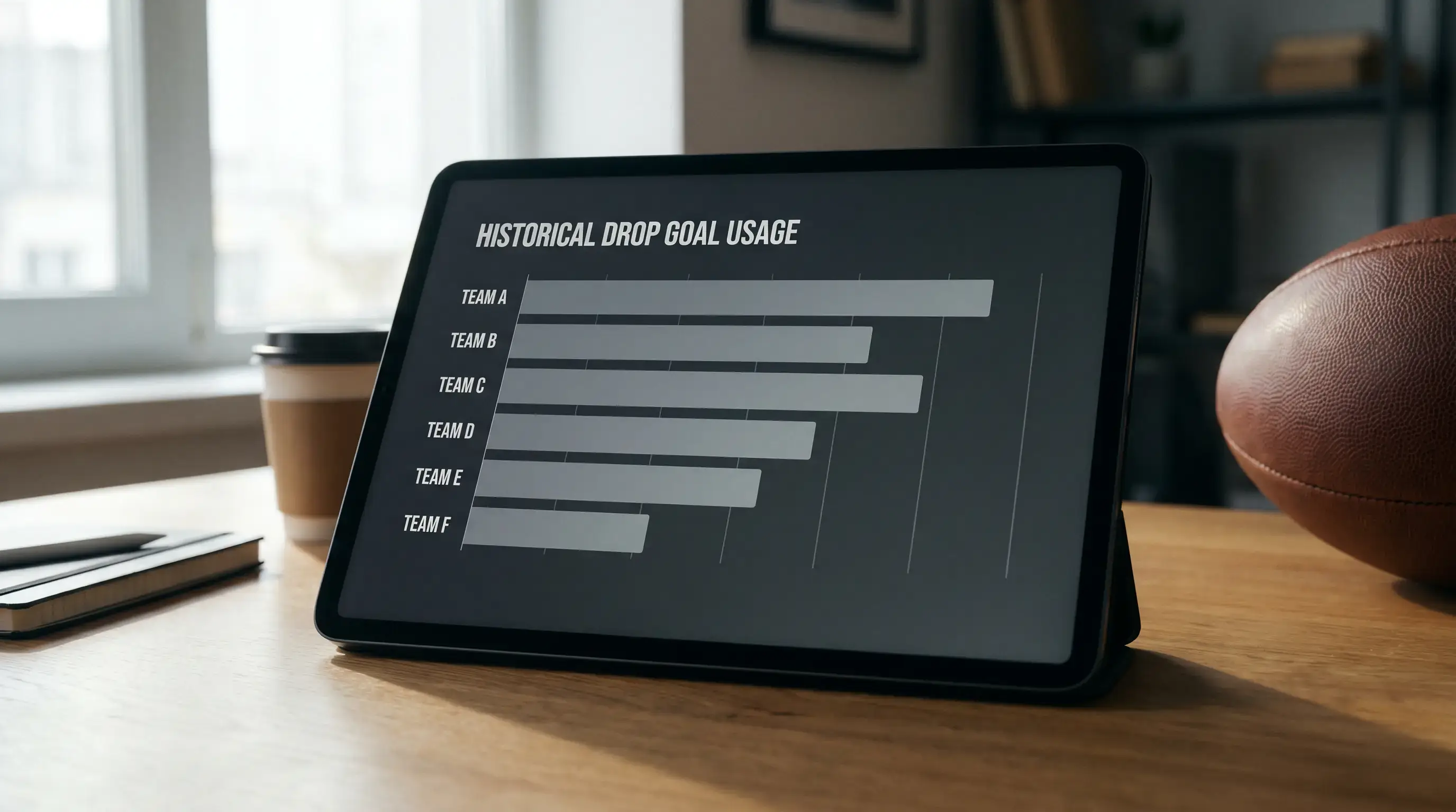 Clean unbranded chart comparing drop goal use across rugby teams