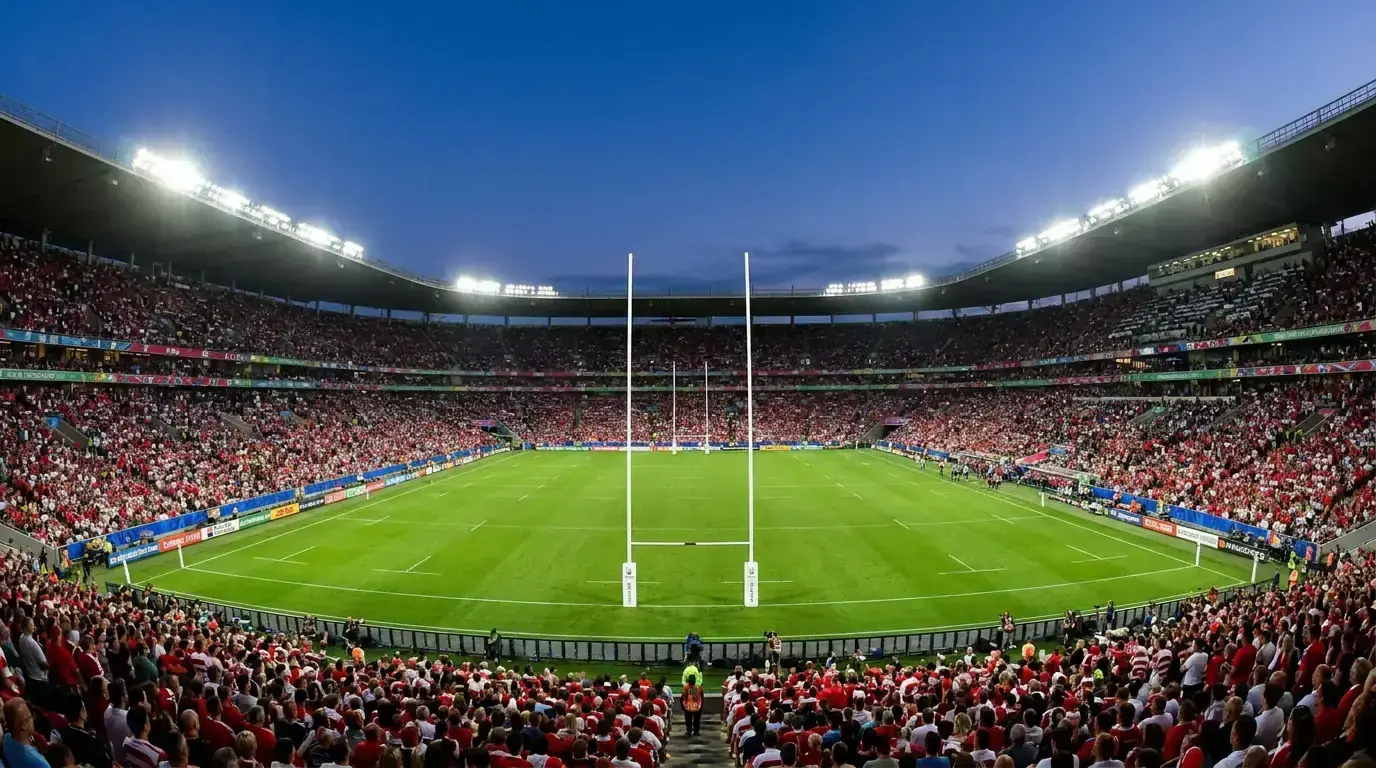 Twickenham Stadium packed with spectators during a Six Nations match
